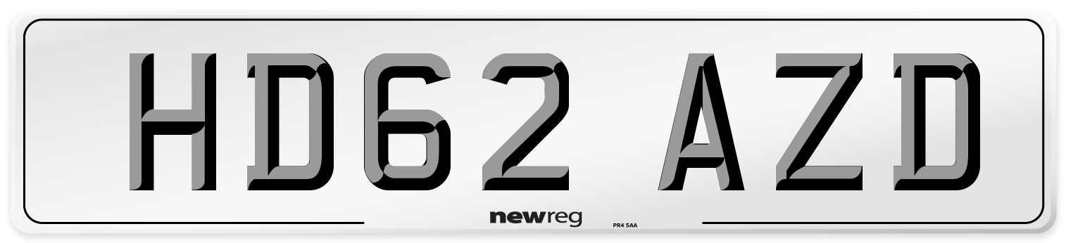 HD62 AZD Number Plate from New Reg